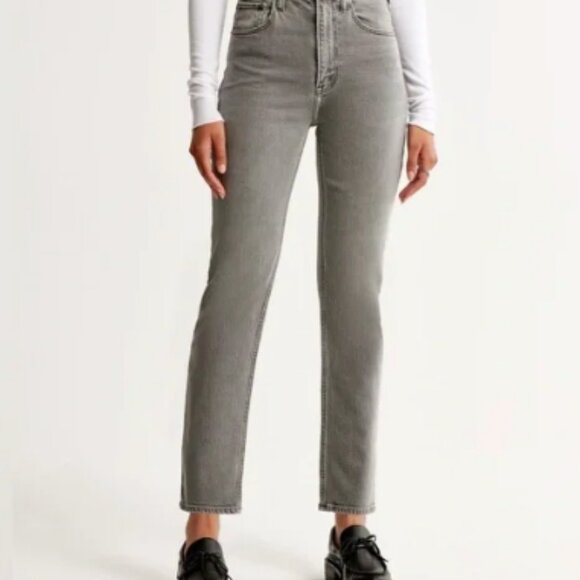 Abercrombie and Fitch 90s straight ultra high rise gray - Picture 1 of 3